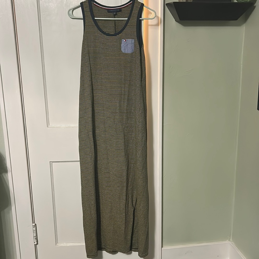 Woman’s size small sz S Tommy Hilfiger maxi long dress yellow & blue stripes